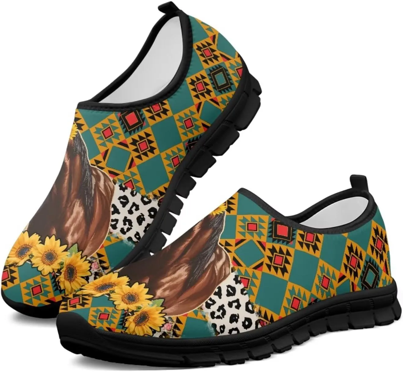 3D Horse Printed Men’s Slip On Loafers Trendy Art Painted Leisure Dressy Sneakers Flat Lightweight Walking Shoes