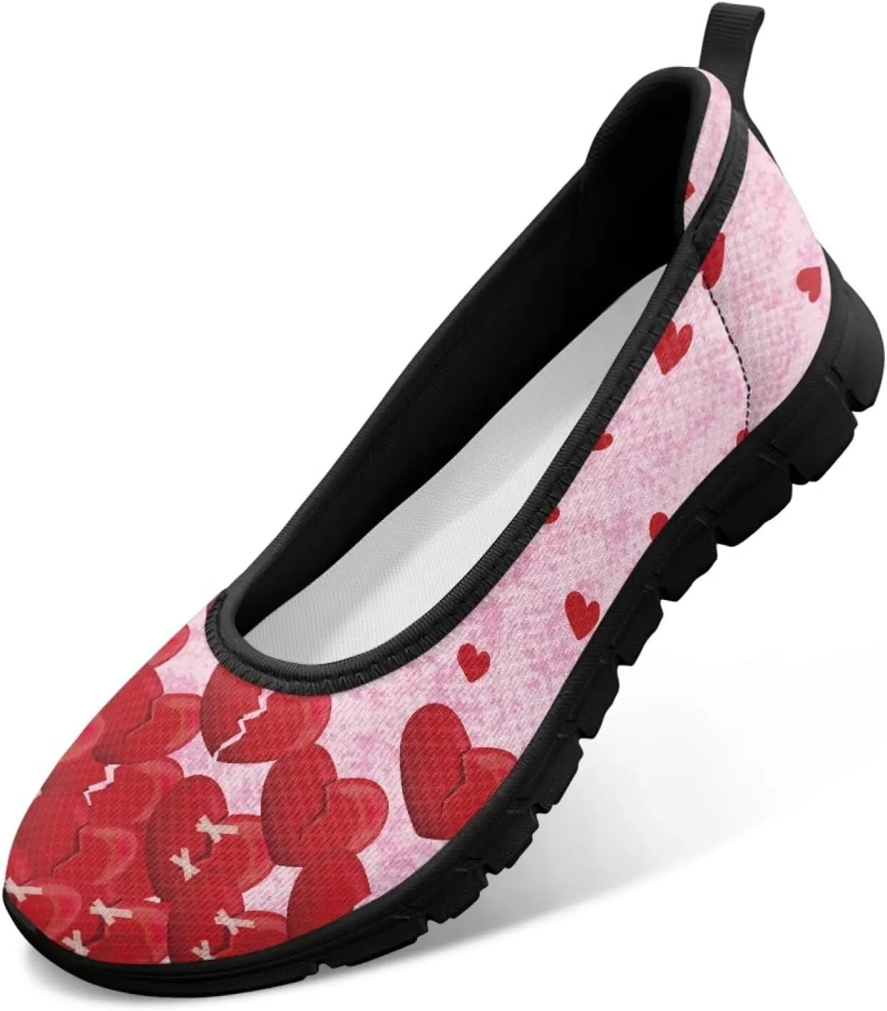 Binienty Casual Shoes for Women Mesh Kint Breathable Loafers Trendy Slip On Walking Sneakers Round Toe Flats for Travel