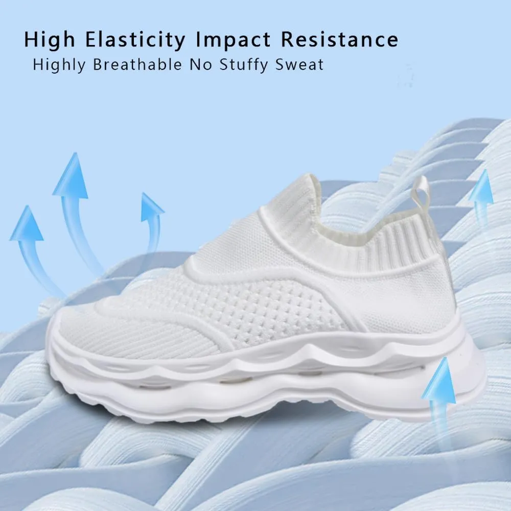Breathable Knitted Thick Soled Women's Shoes, Versatile Casual Fly Woven Sports Shoes, Lazy Pair Shoes