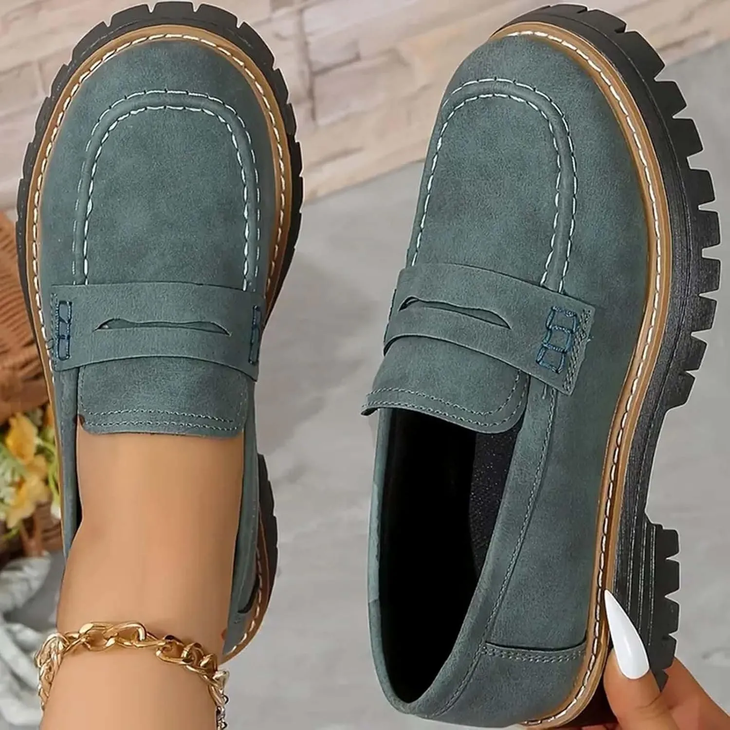 Dheva-C Orthoture-Orthopedic Loafers Shoes for Women Comfort Orthopedic Shoes Womens Round Toe Platform Walking Shoes,