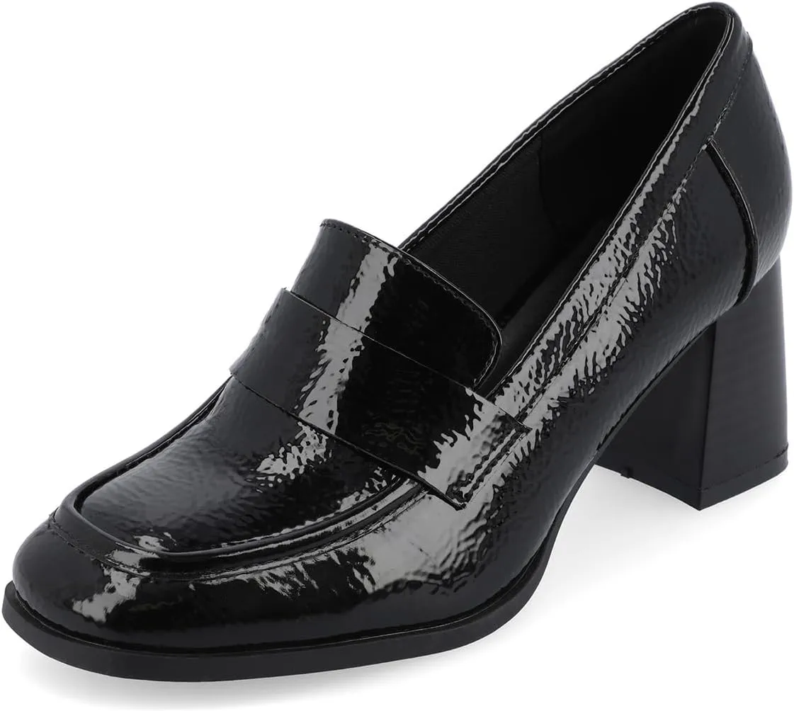FOWT Women Square Toe Chunky Mid Heel Pumps Slip On Ladies Trendy Casual Daily Loafers Size 4-16 US