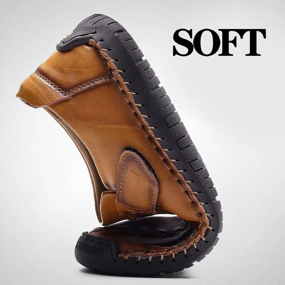Men's Buckle Leather Casual Loafers Adjust Vintage Driving Business Brogue Men Comfort Sport Walking Moccasin