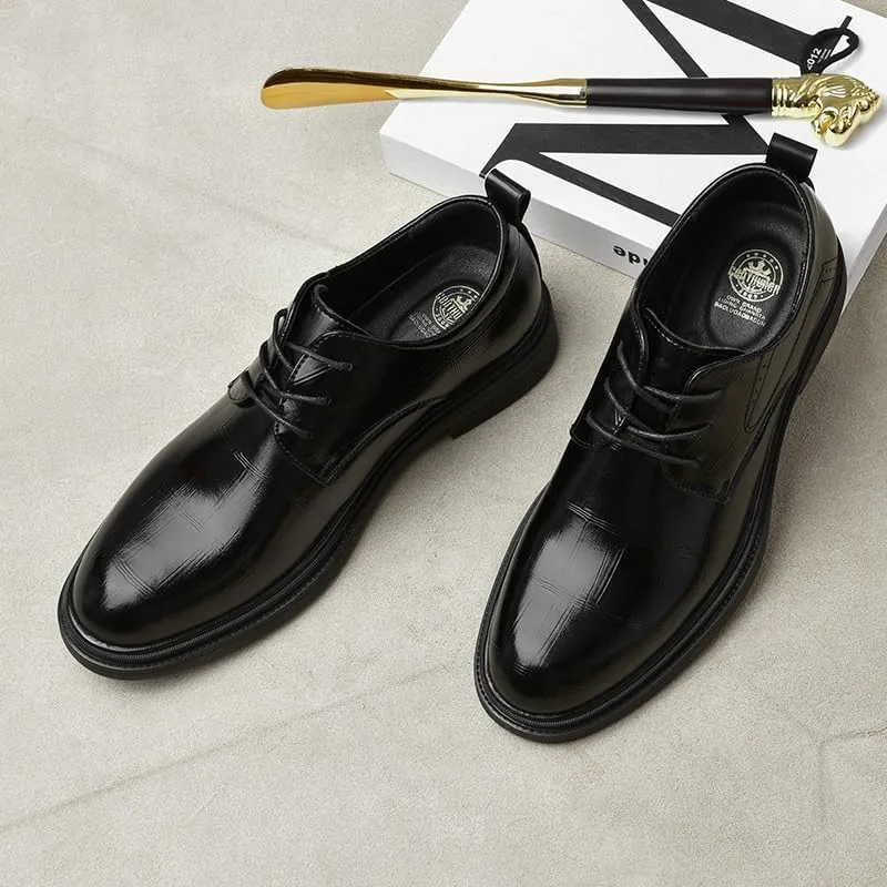 Men's Genuine Leather Platform Lace Up Dress Oxford Shoes Formal Business Office Derby Shoes for Wedding Daily Walking