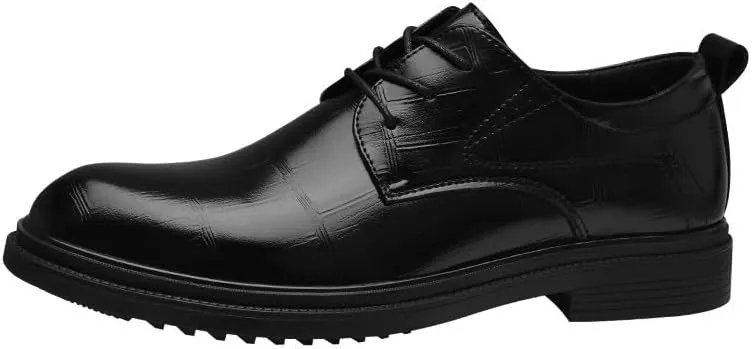Men's Genuine Leather Platform Lace Up Dress Oxford Shoes Formal Business Office Derby Shoes for Wedding Daily Walking