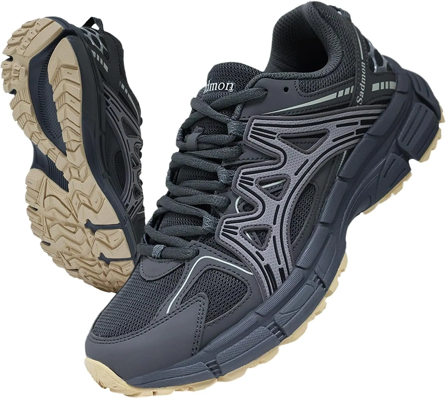 Men's Slip Resistant Trail Running Shoes - Supportive Athletic Shoes for Outdoor Fitness Walking, Road Running and Gym Training
