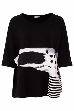 Naya NAS25128 Black Stripe Print Top