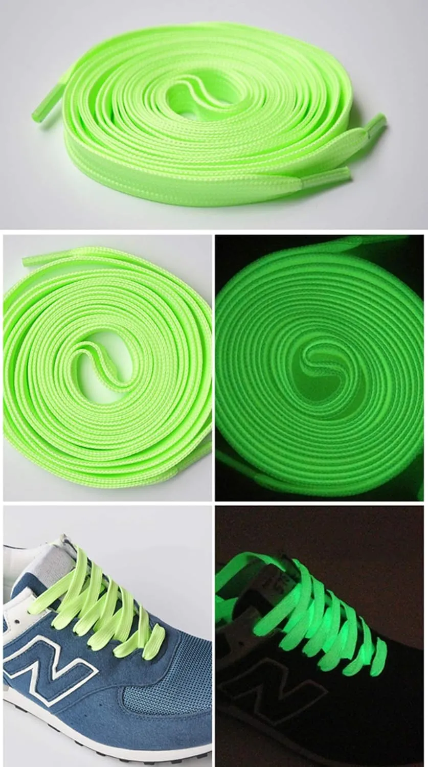 Santimon Luminous Flat Shoelaces Glow in The Dark Colorful Fluorescent Light Up Sport Adults Kids Party Birthday Gift