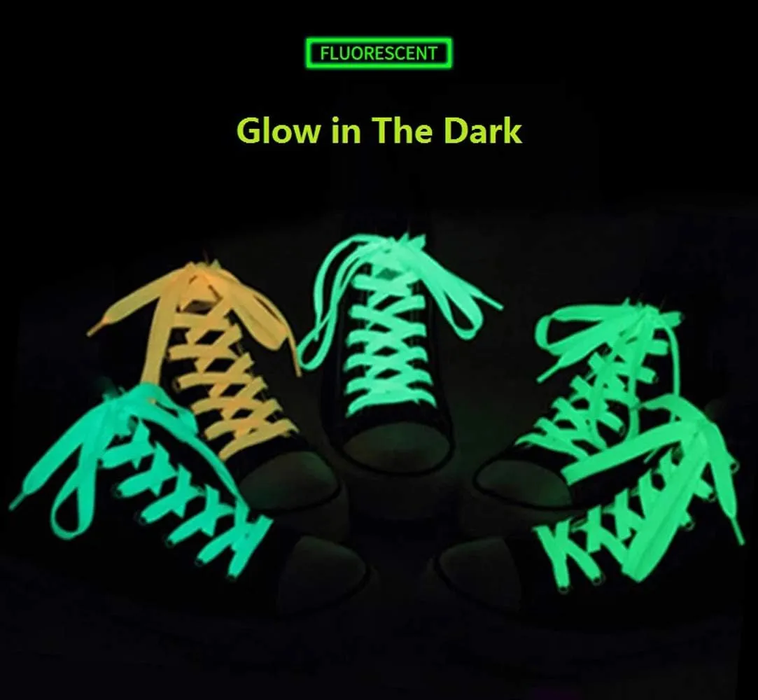 Santimon Luminous Flat Shoelaces Glow in The Dark Colorful Fluorescent Light Up Sport Adults Kids Party Birthday Gift