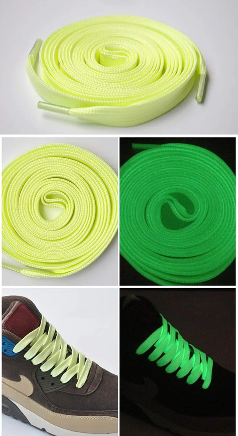Santimon Luminous Flat Shoelaces Glow in The Dark Colorful Fluorescent Light Up Sport Adults Kids Party Birthday Gift