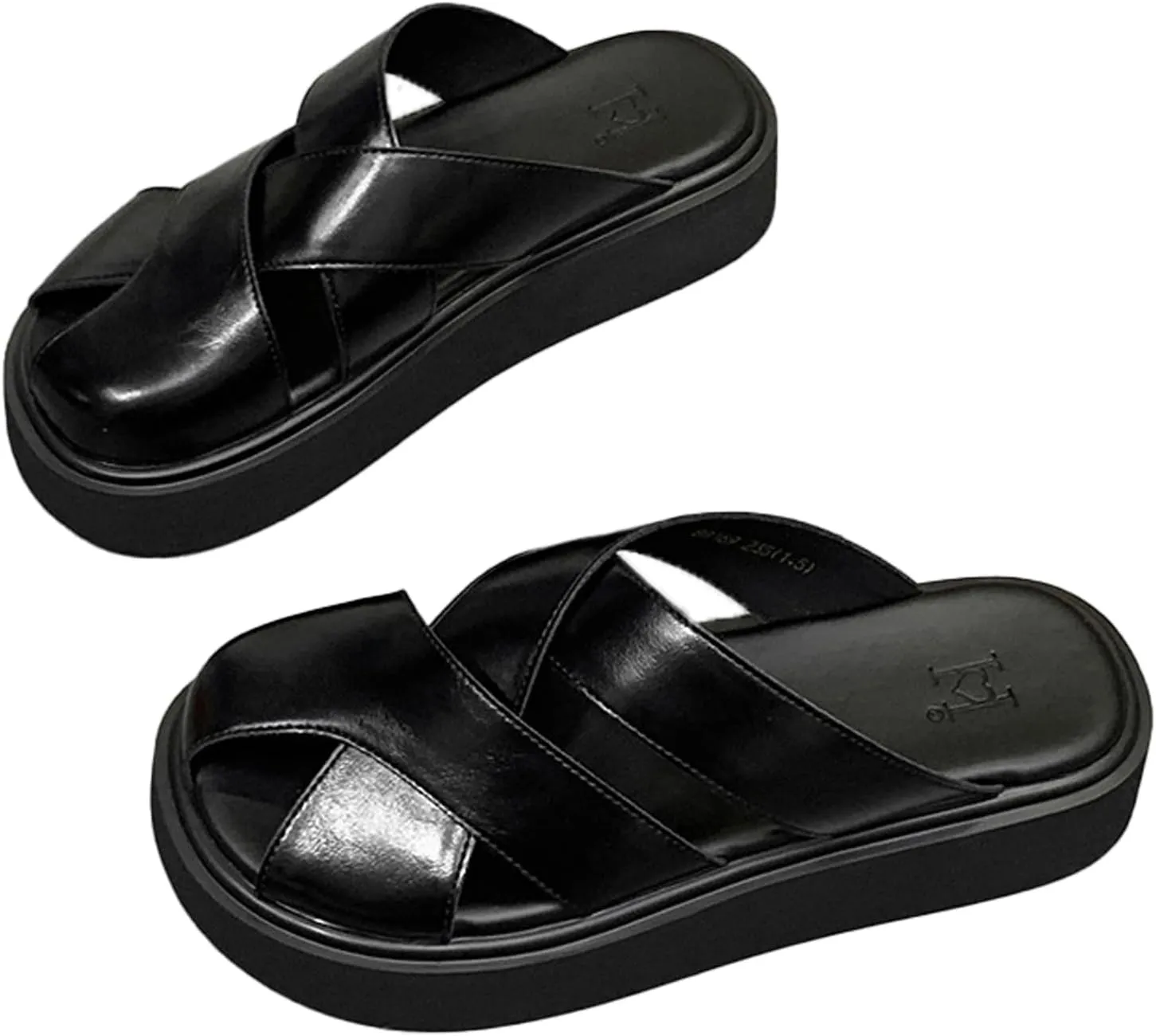 Women's Hollow Platform Mule Sandals Summer Trendy Leather Braid Closed Toe Slingback Vacation Slippers Comfortable Slip On Beach Sandals