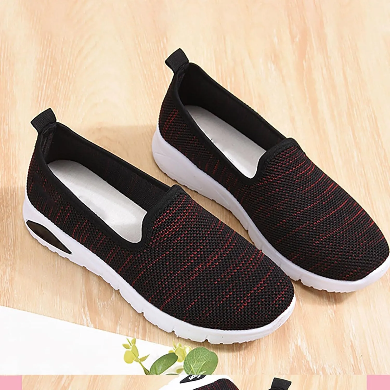 Womens Stylish Slip On Sneakers Trendy Flats Comfortable Casual Walking Shoes No Laces Hand Free Low Top Woven Orthopedic Breathable Soft Shoes Slip-on Loafers Sneakers