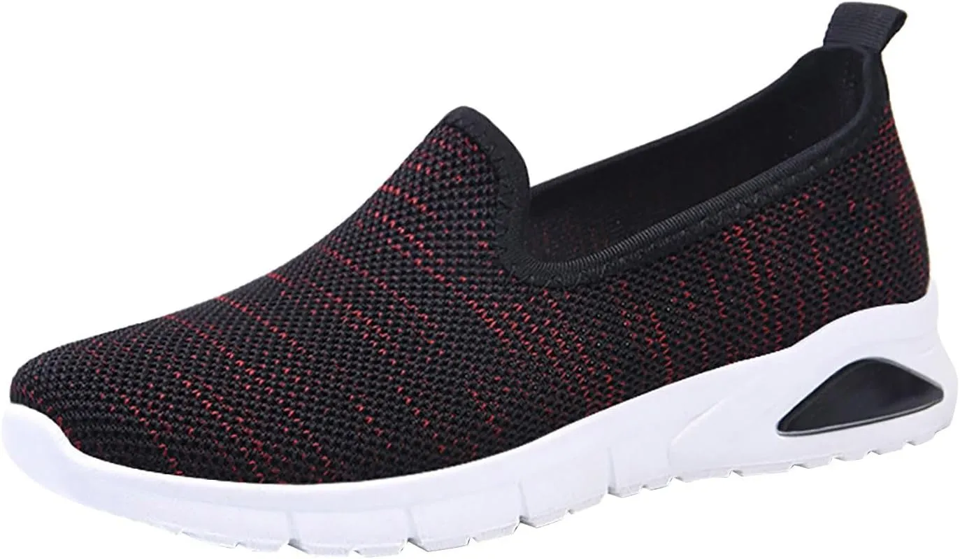 Womens Stylish Slip On Sneakers Trendy Flats Comfortable Casual Walking Shoes No Laces Hand Free Low Top Woven Orthopedic Breathable Soft Shoes Slip-on Loafers Sneakers