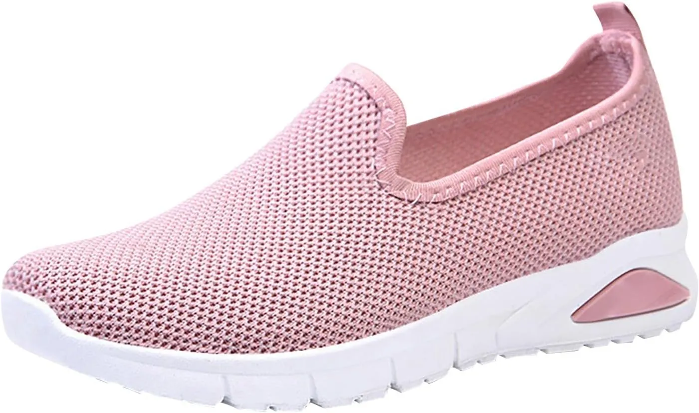 Womens Stylish Slip On Sneakers Trendy Flats Comfortable Casual Walking Shoes No Laces Hand Free Low Top Woven Orthopedic Breathable Soft Shoes Slip-on Loafers Sneakers