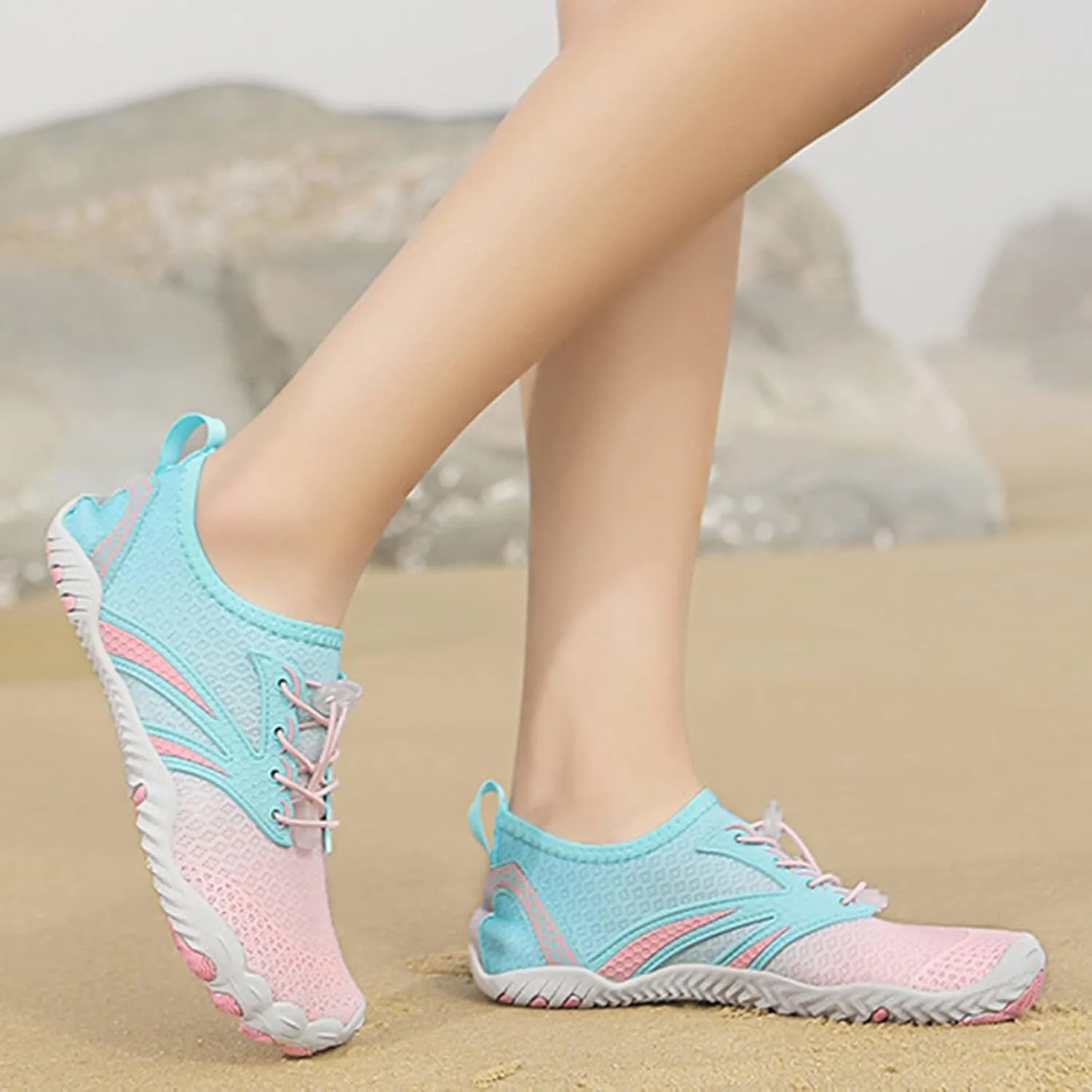 Womens Water Shoes,Quick-Dry Lightweight Breathable Aqua Beach Swim Shoes Men,Summer Comfy Slip Resistant Pool Surf Barefoot Shoes,Unisex,for Swimming Diving Kayaking Yoga